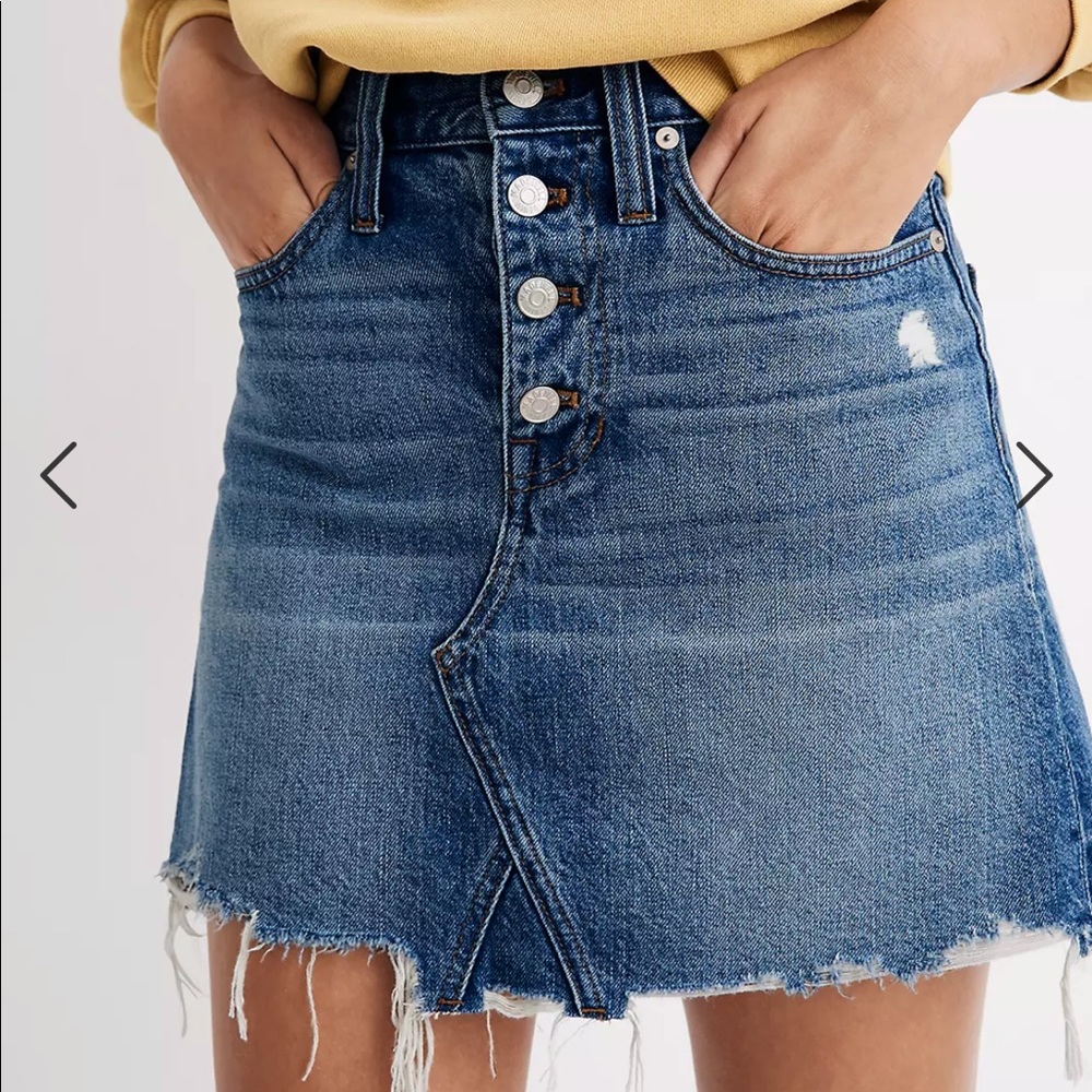 Madewell Rigid Denim A-Line Mini Skirt in Hughes Wash: Button-Front Edition